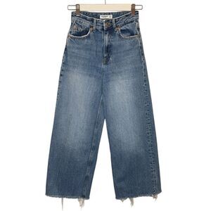 Pull & Bear High-Waist Distressed Wide-Leg Jeans 100% Cotton Women's 0